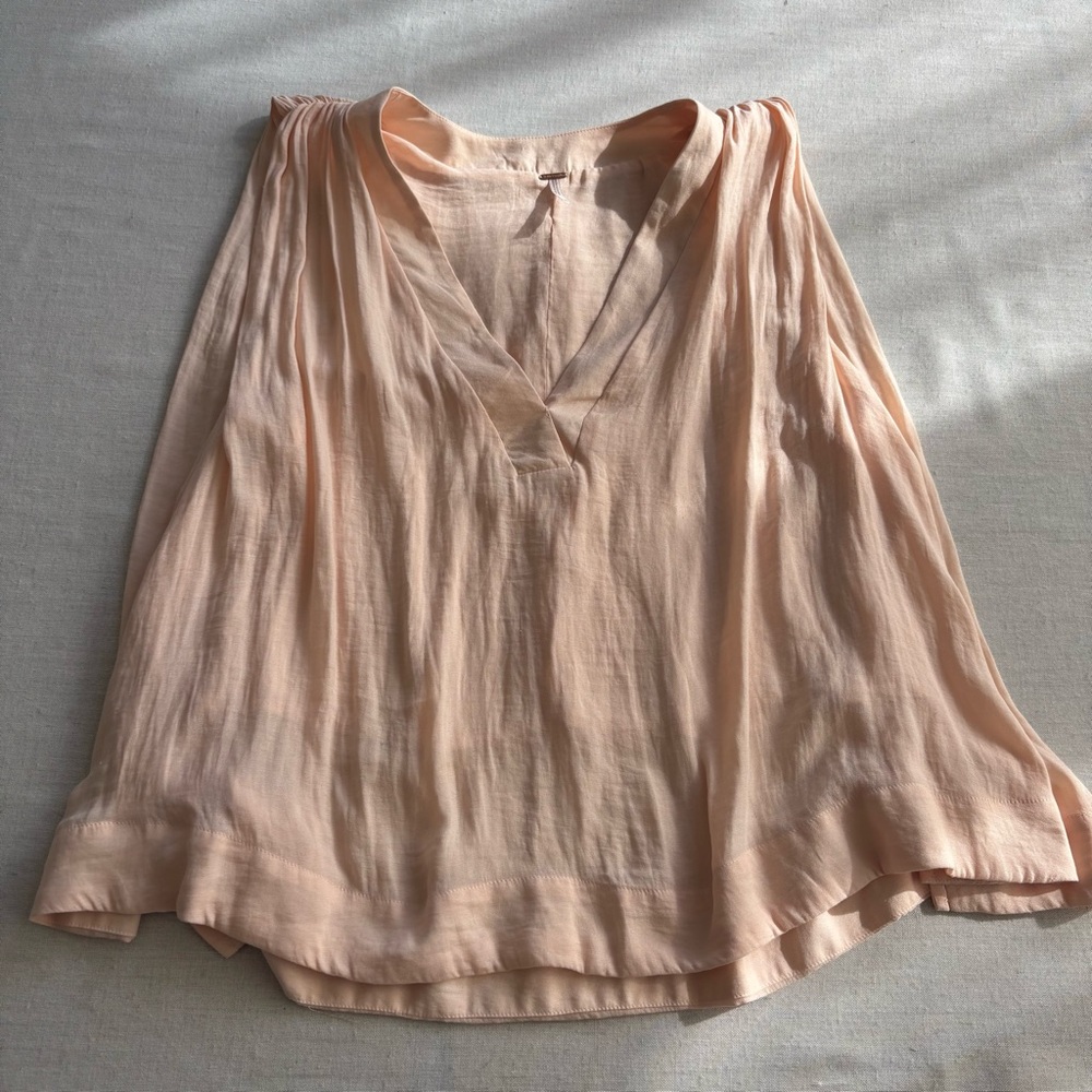 Free People Darcy Super V Sleeveless Blouse Peach Flowy XS | Boho